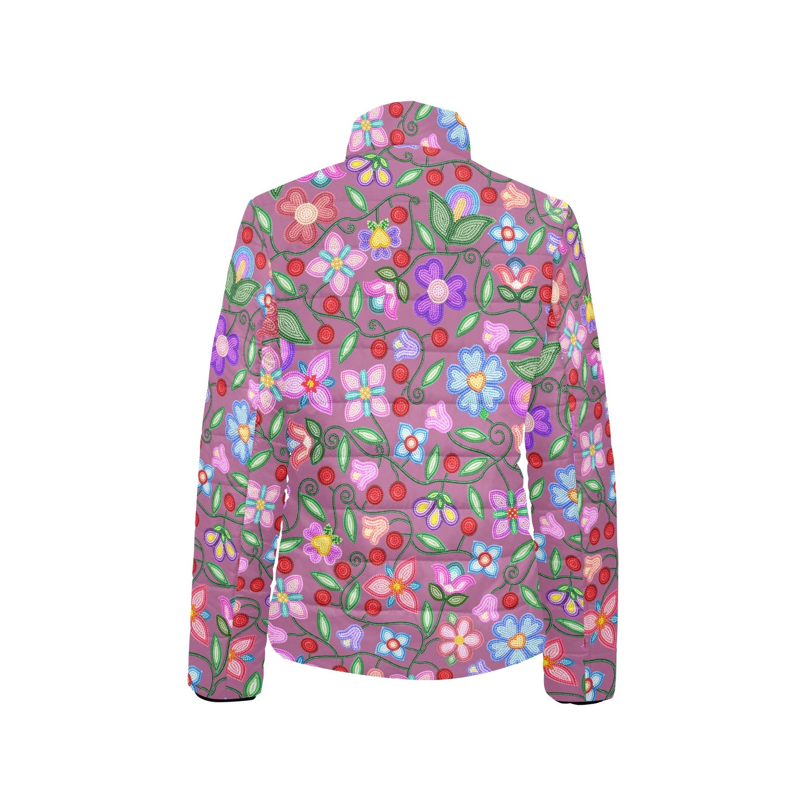 Petal Harmony Dusty Rose Women's Stand Collar Padded Jacket