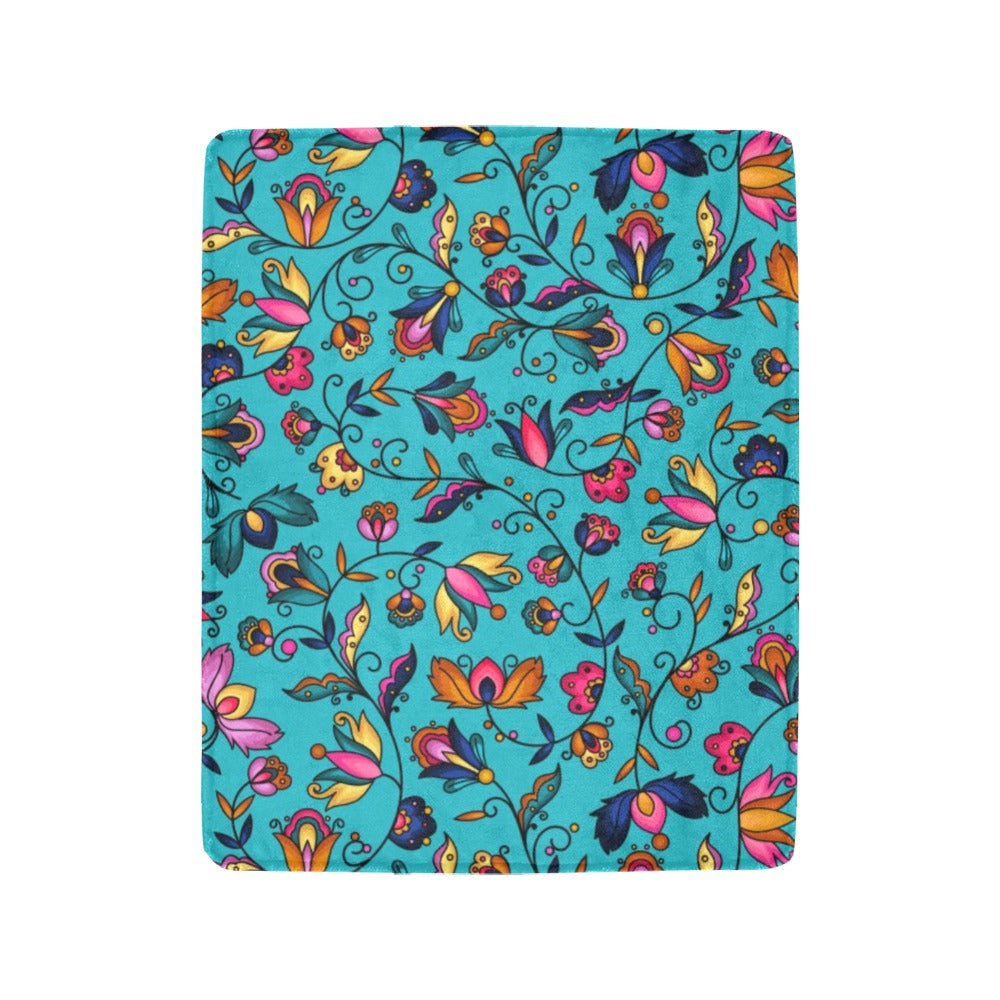 Copper Prairie Petals Turquoise Ultra-Soft Micro Fleece Blanket 40"x50"