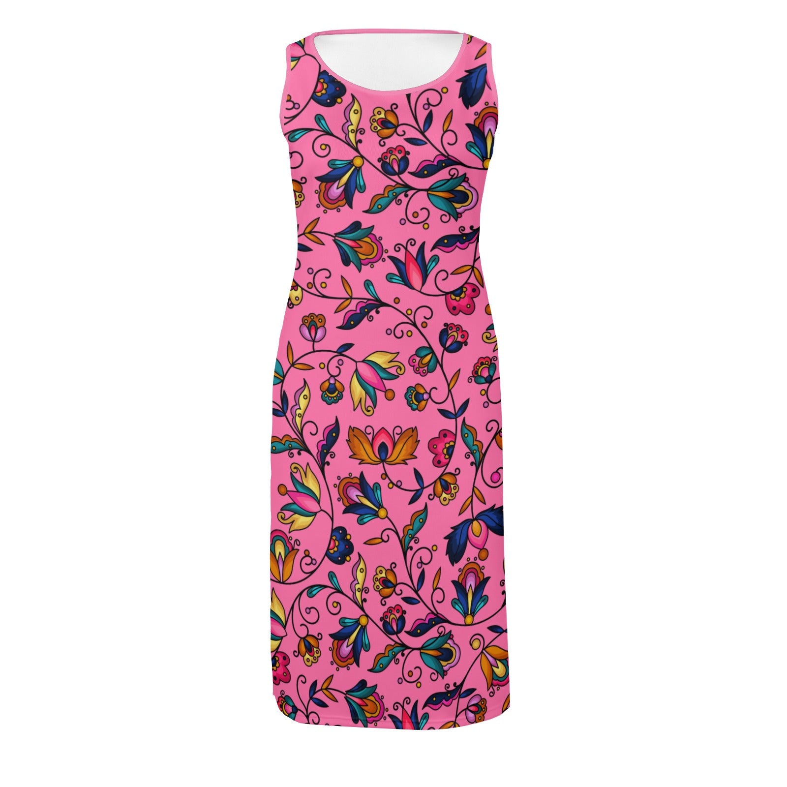 Copper Prairie Petals Pink Phaedra Sleeveless Open Fork Long Dress