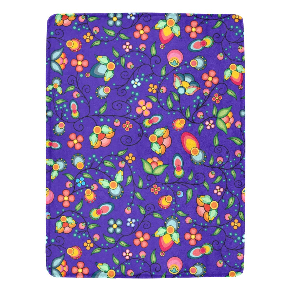 Floral Bounty Blue Ultra-Soft Micro Fleece Blanket 60"x80"