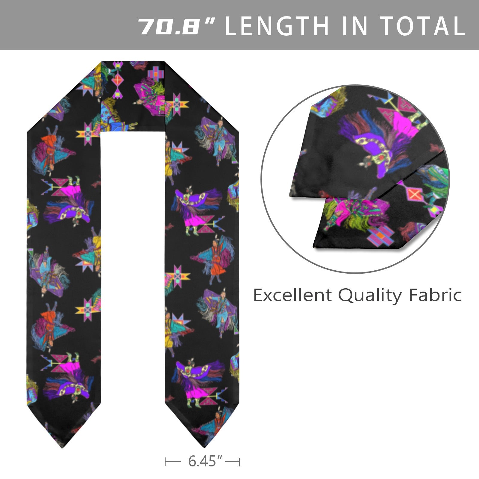 Women's Fancy Dancers Black Graduation Stole