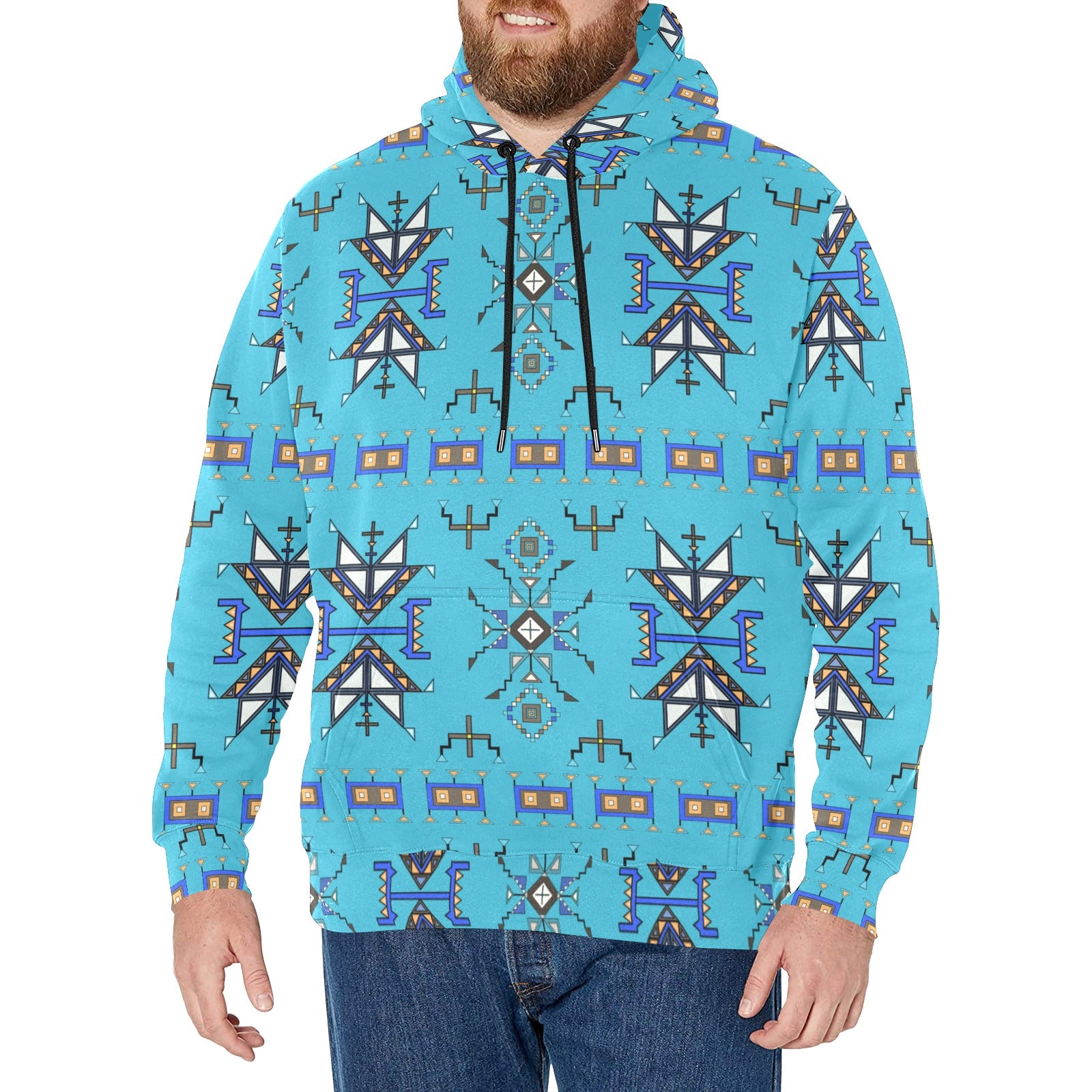 Eagle Strike Blue Men's Long Sleeve Fleece Hoodie