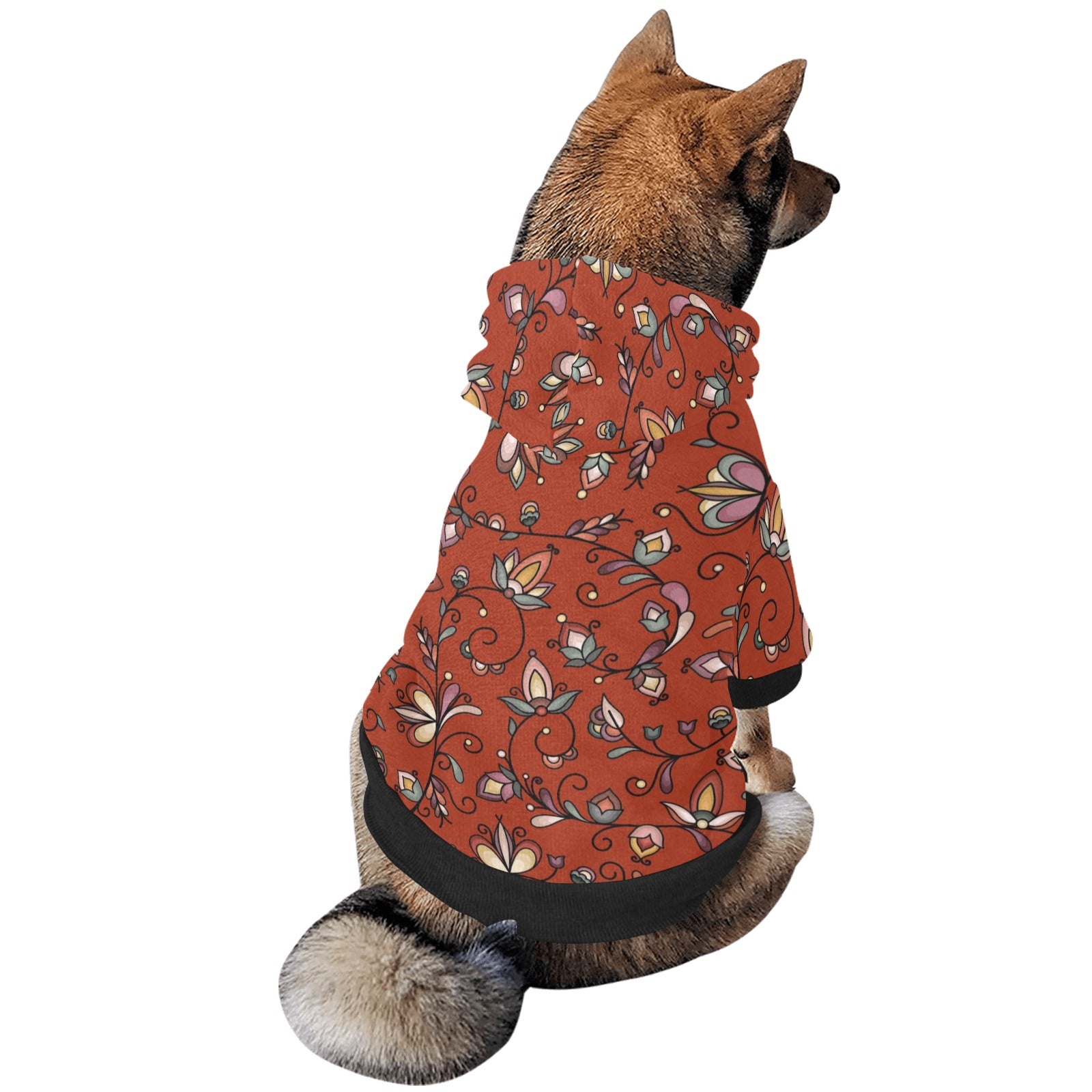Burnt Sky Petals Red Pet Dog Hoodie