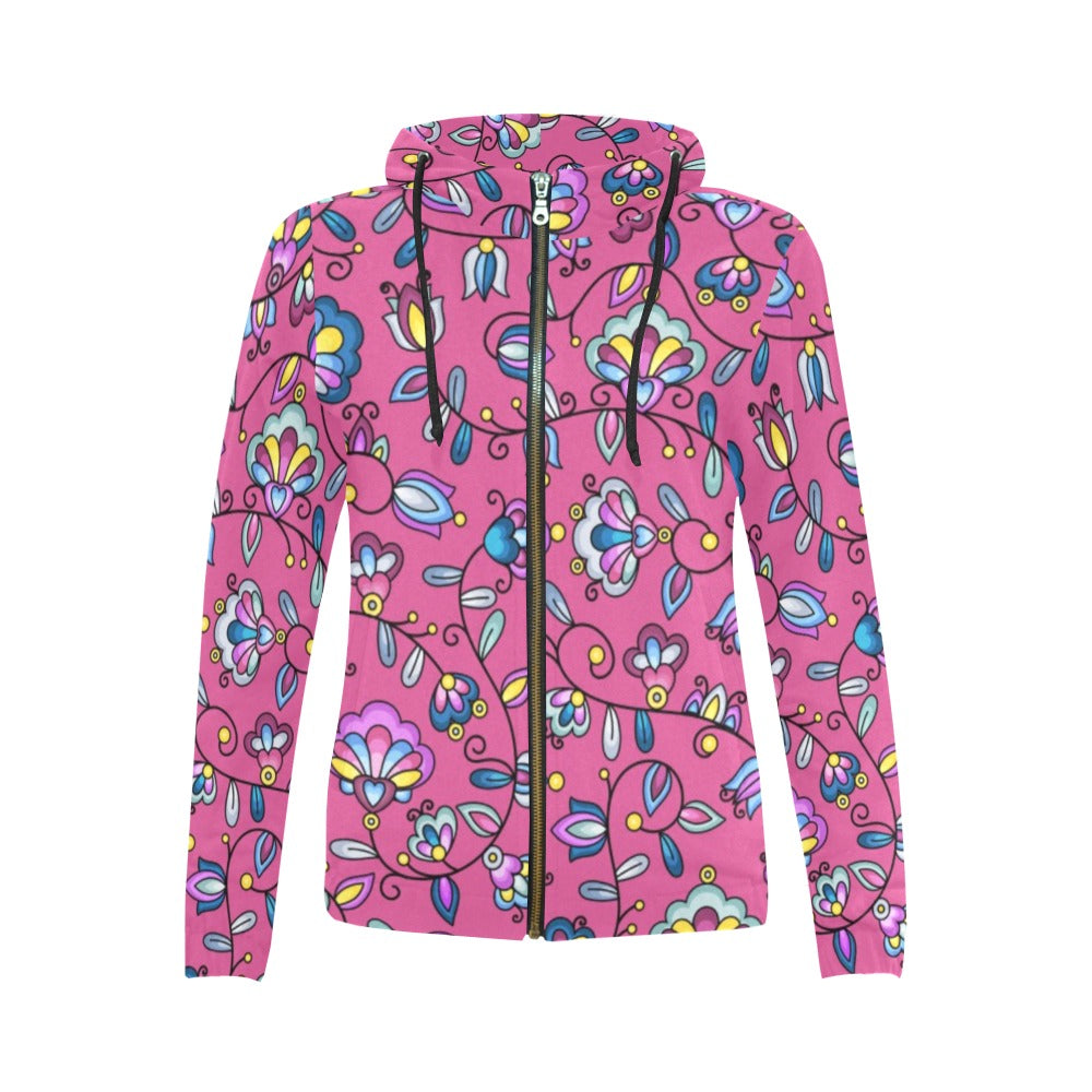 Autumn Bundle Blessing Pink Full Zip Hoodie for Women
