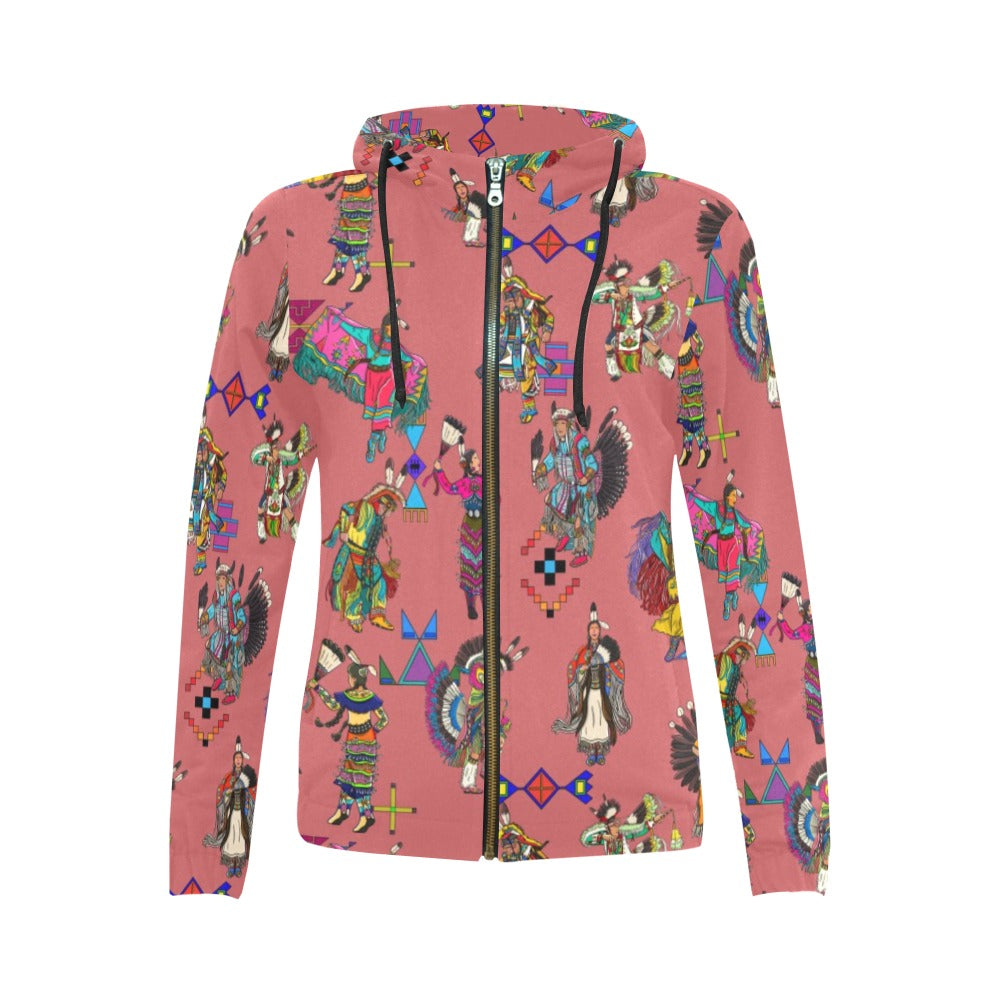 Grand Entry Dancers Terra Cotta Pink Full Zip Hoodie for Women