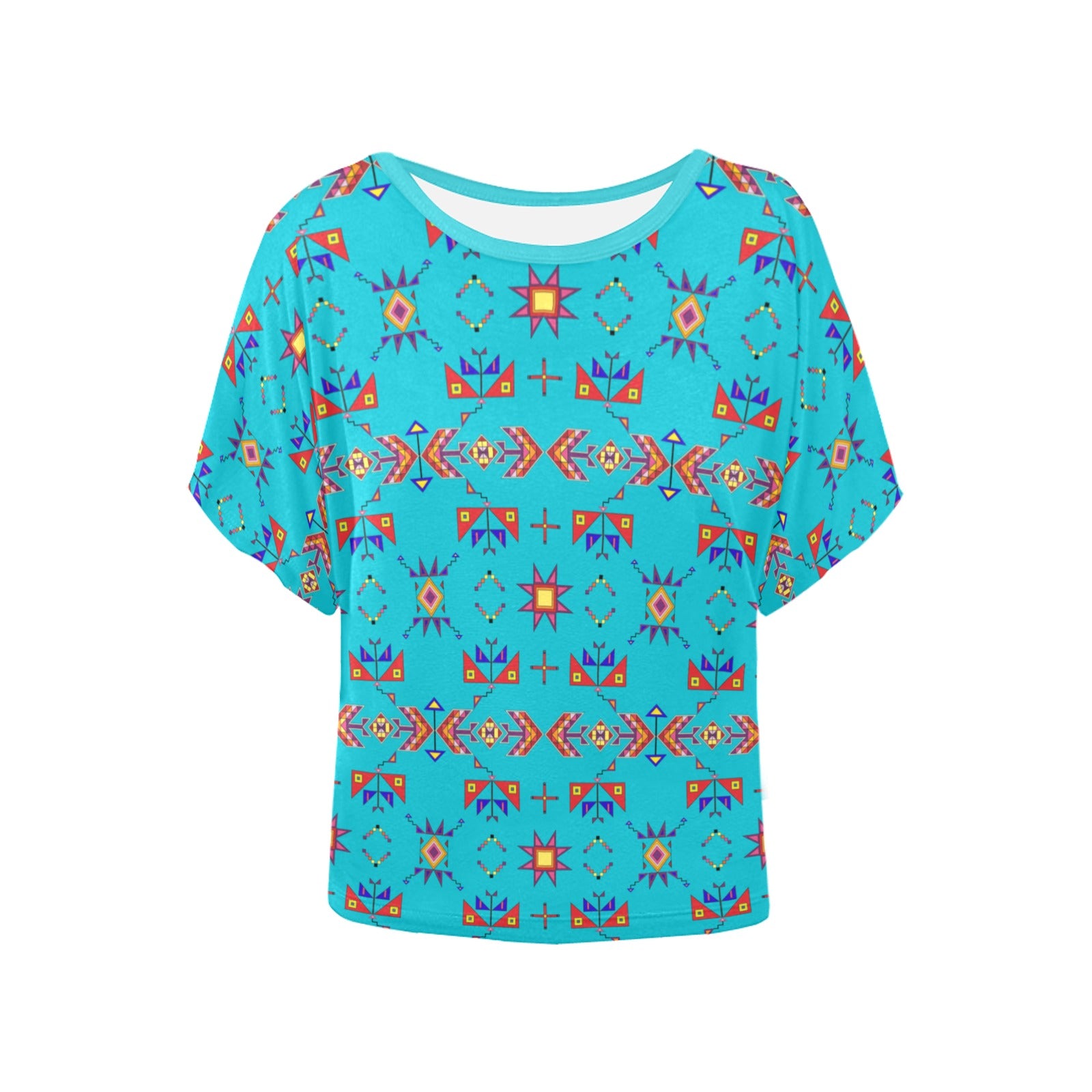 Scattered Generations Turquoise Women's Batwing-Sleeved Blouse T shirt