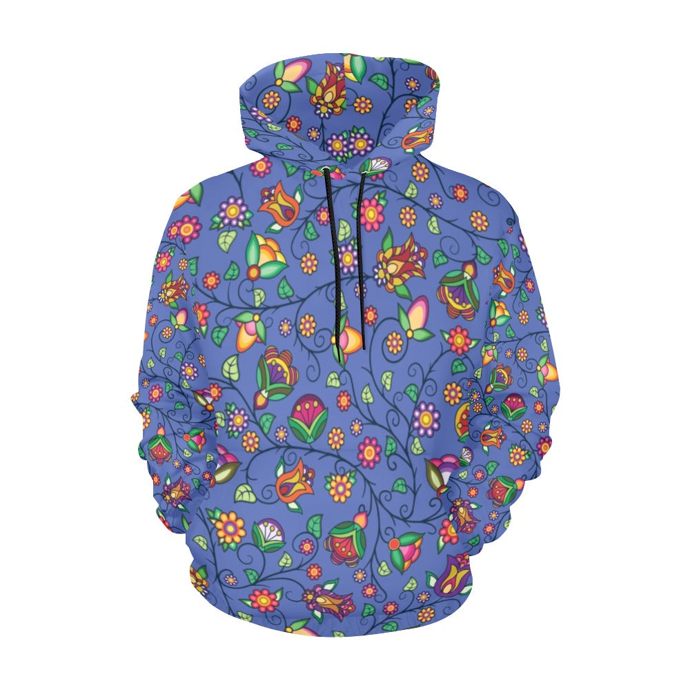 Heartbeat Petals Blue Hoodie for Women (USA Size)