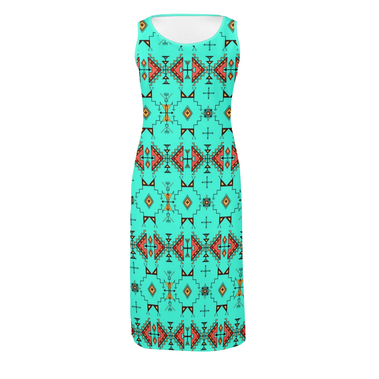 Thunder Flight Turquoise Phaedra Sleeveless Open Fork Long Dress