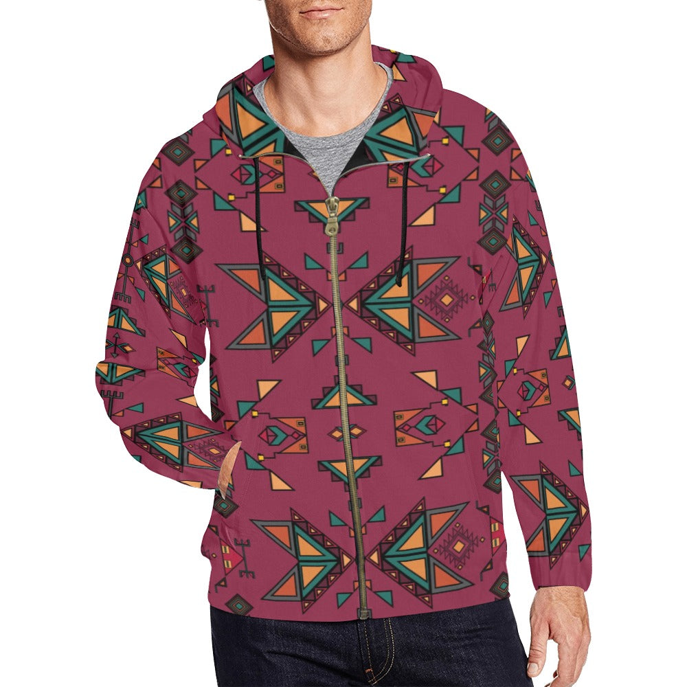 Arrow Dawn Maroon Men's Zipper Hoodie