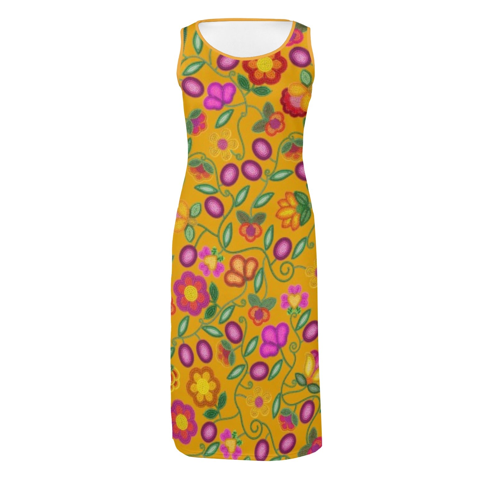 Boreal Bounty Yellow Phaedra Sleeveless Open Fork Long Dress