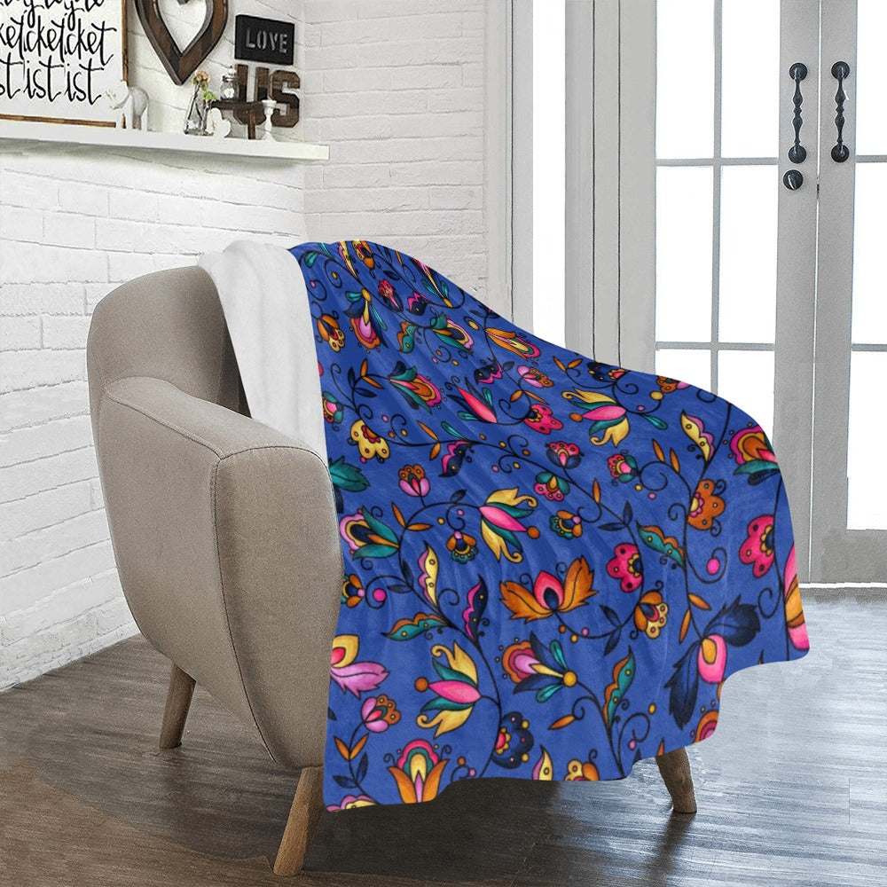 Copper Prairie Petals Blue Ultra-Soft Micro Fleece Blanket 40"x50"