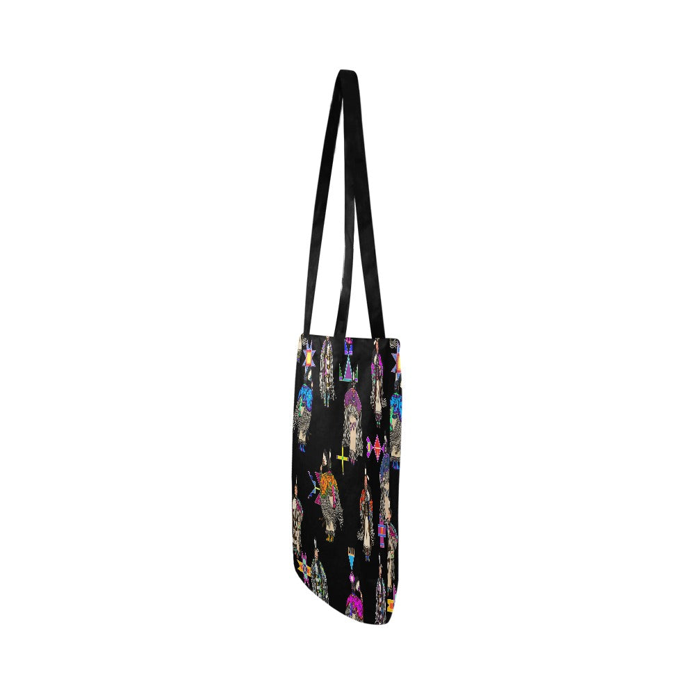 Women's Tradish Dancers Black Reusable Shopping Bag (Two sides)