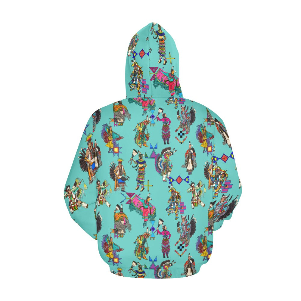 Grand Entry Dancers Eggshell Blue Hoodie for Men (USA Size)