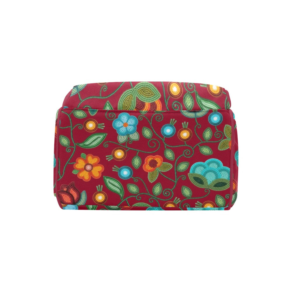 Prairie Fire Petals Red Multi-Function Diaper Backpack/Diaper Bag