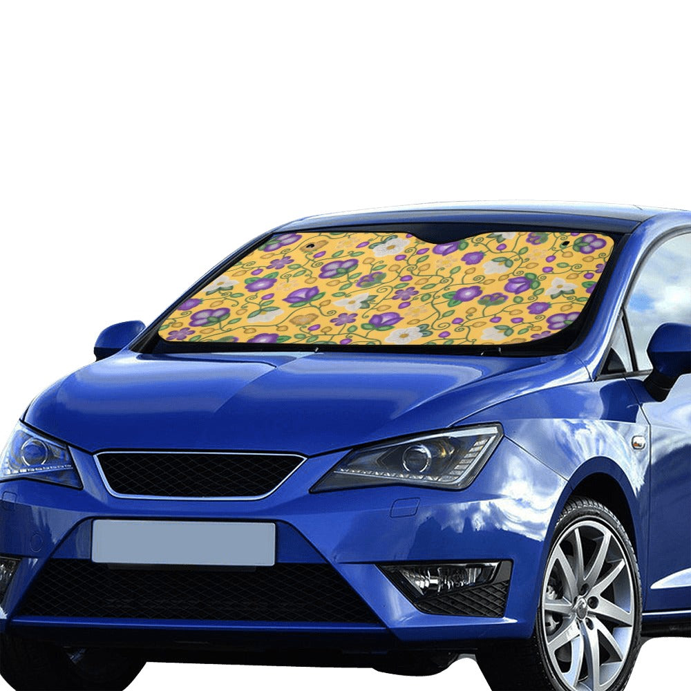 Midnight Moss Bloom Yellow Car Sun Shade 55"x30"