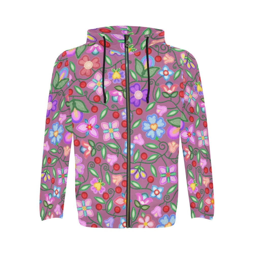 Petal Harmony Dusty Rose Men's Zipper Hoodie