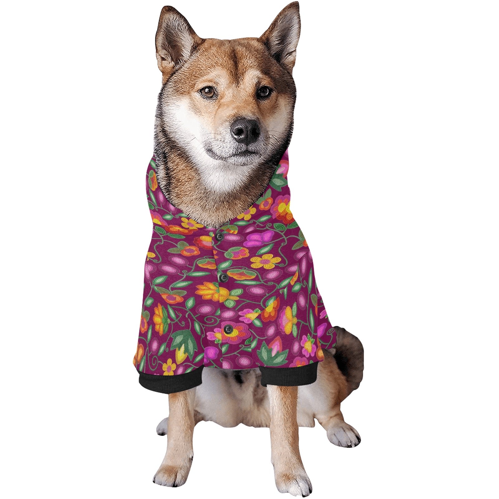 Boreal Bounty Dark Magenta Pet Dog Hoodie