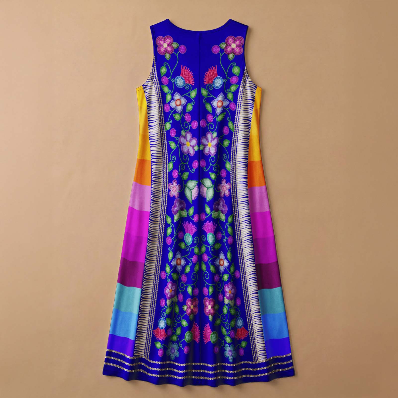 Beaded Offering Blue 2 Women's Sleeveless Long Dress