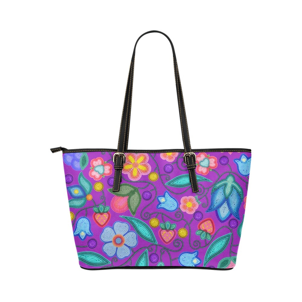 Sweet Offering Purple Leather Tote Bag/Large