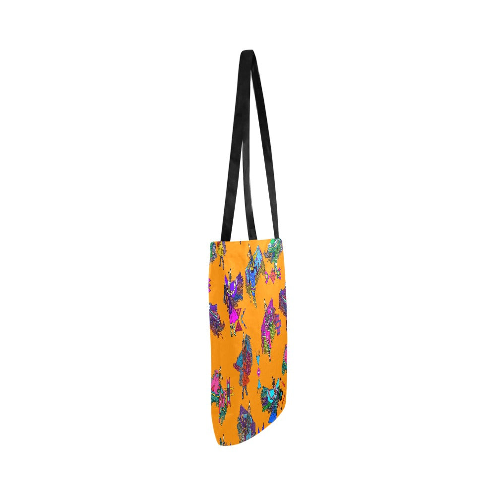 Women's Fancy Dancers Orange Reusable Shopping Bag (Two sides)
