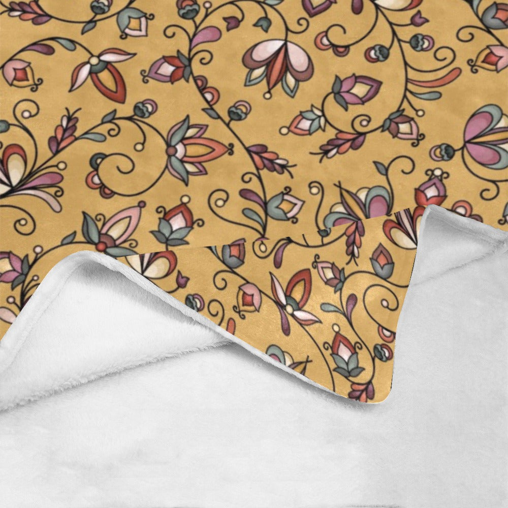 Burnt Sky Petals Gold Ultra-Soft Micro Fleece Blanket 50"x60"