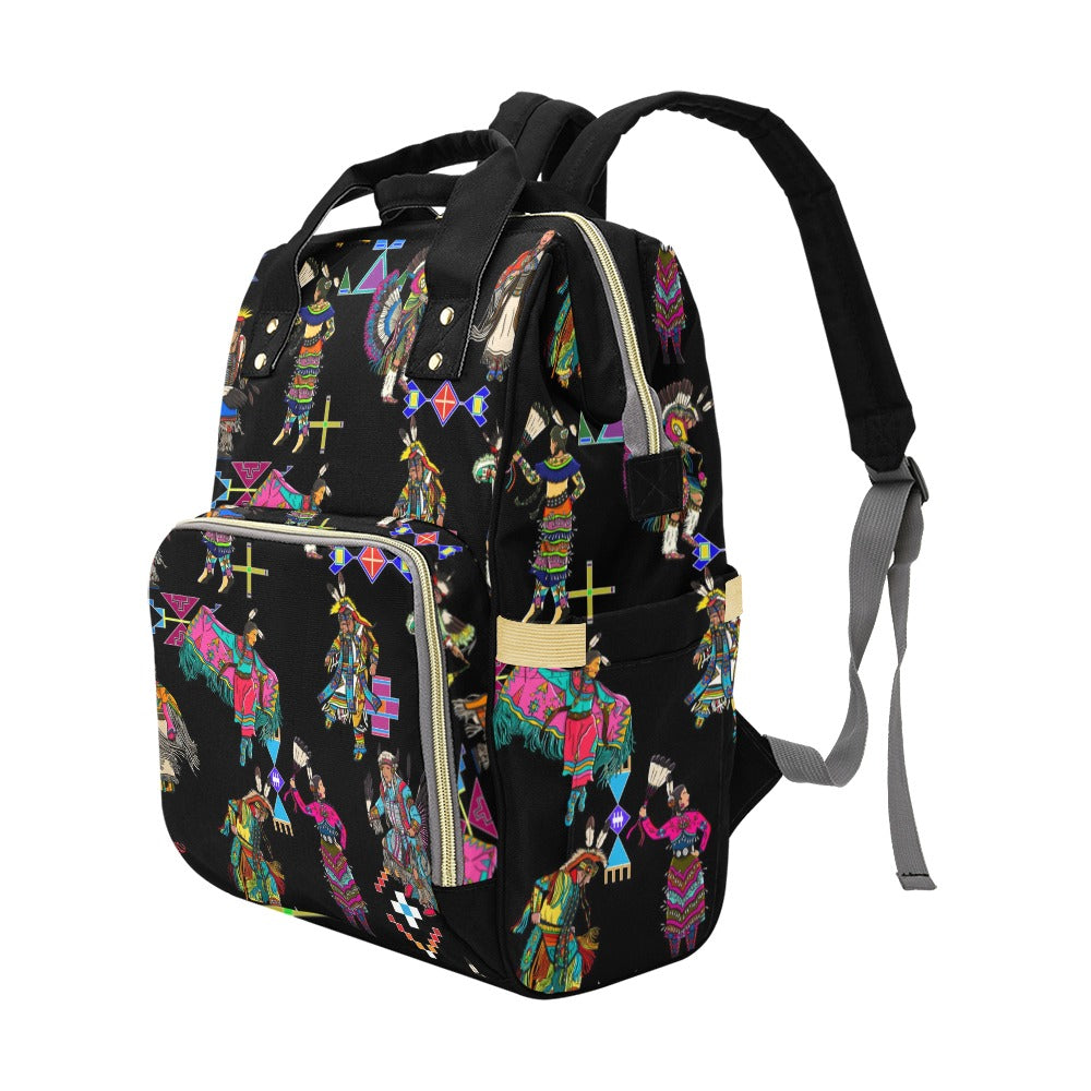 Grand Entry Dancers Black Multi-Function Diaper Backpack/Diaper Bag