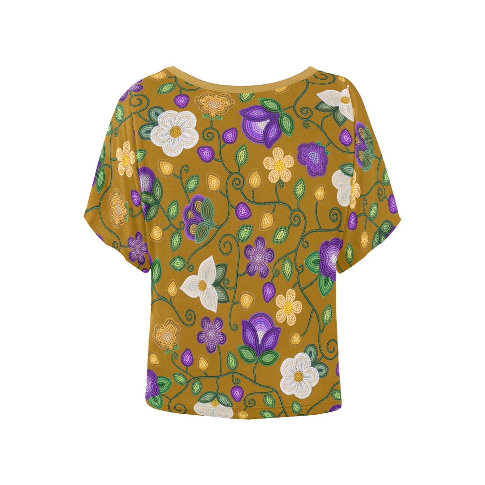 Midnight Moss Bloom Toffee Women's Batwing-Sleeved Blouse T-shirt