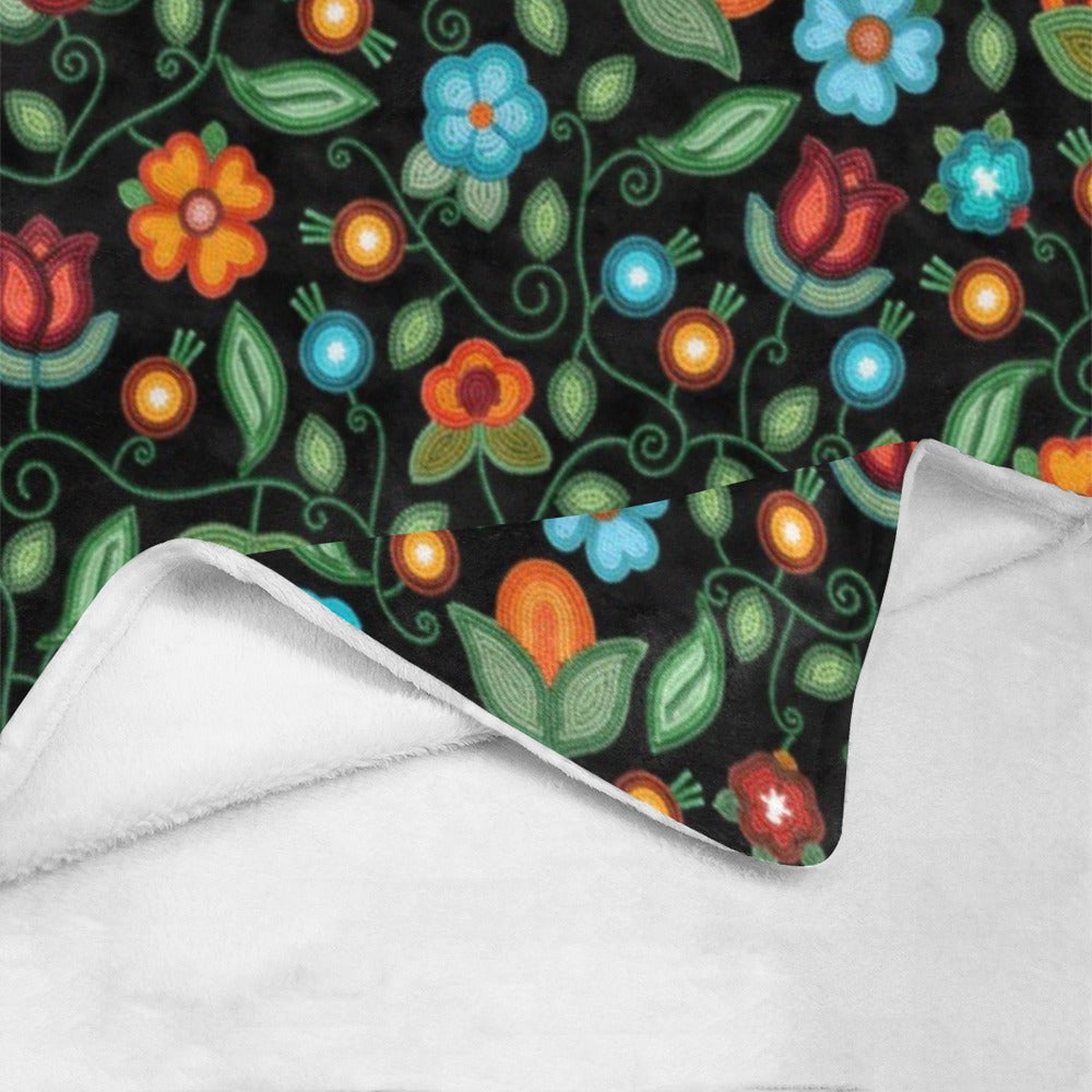Prairie Fire Petals Black Ultra-Soft Micro Fleece Blanket 40"x50"