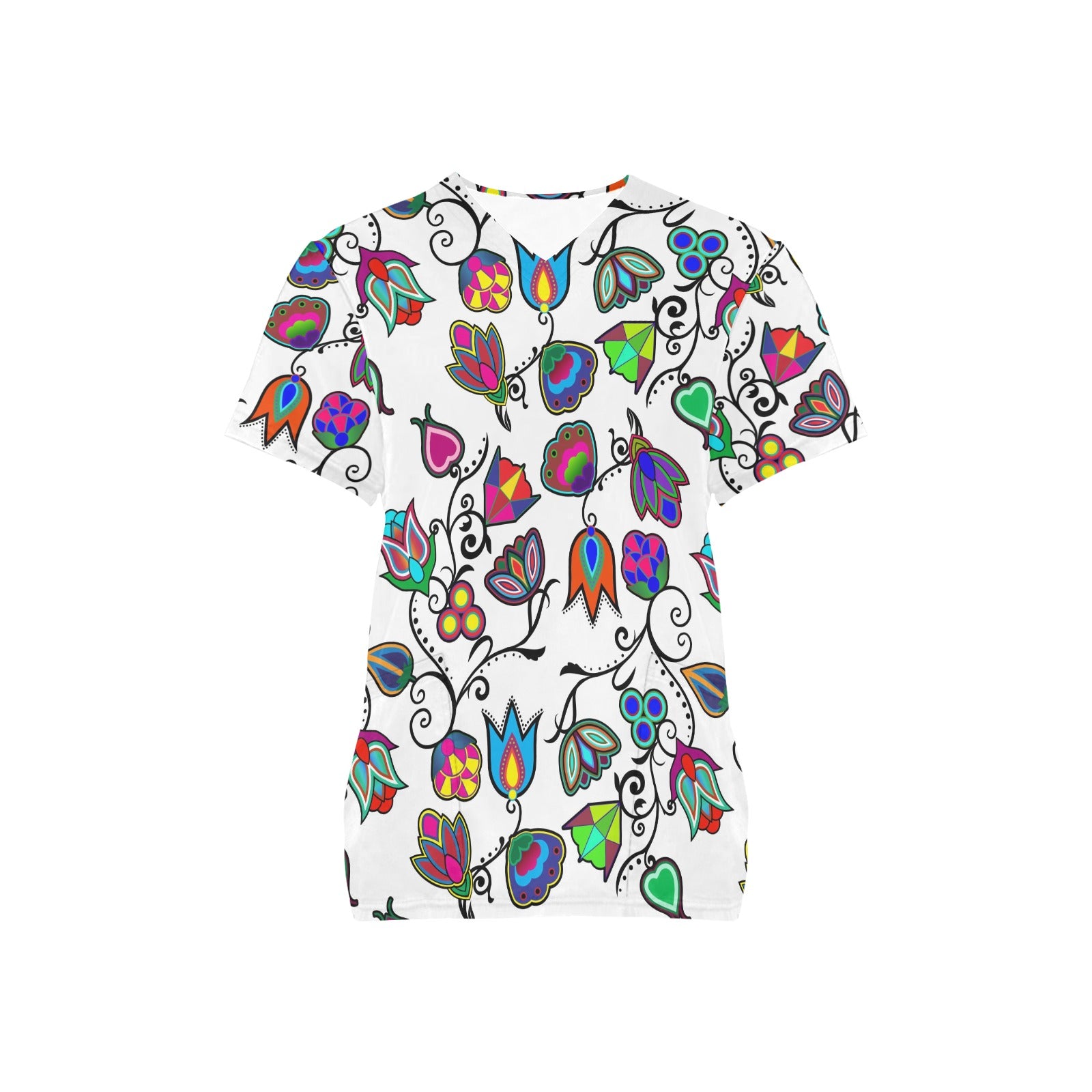 Indigenous Paisley White Scrub Top