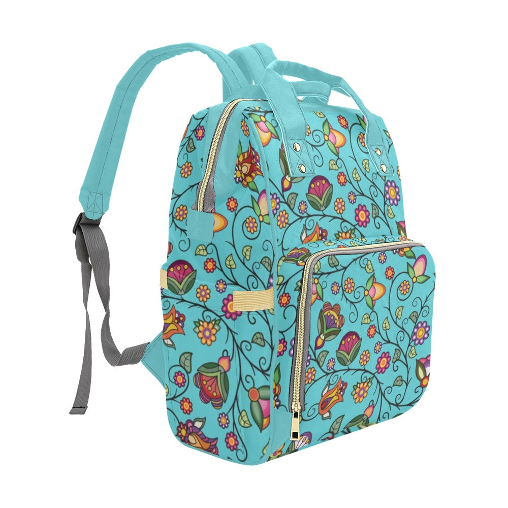 Heartbeat Petals Turquoise Multi-Function Diaper Backpack/Diaper Bag