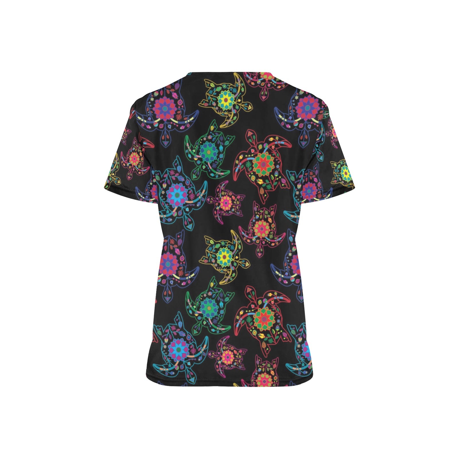 Neon Floral Turtle Scrub Top