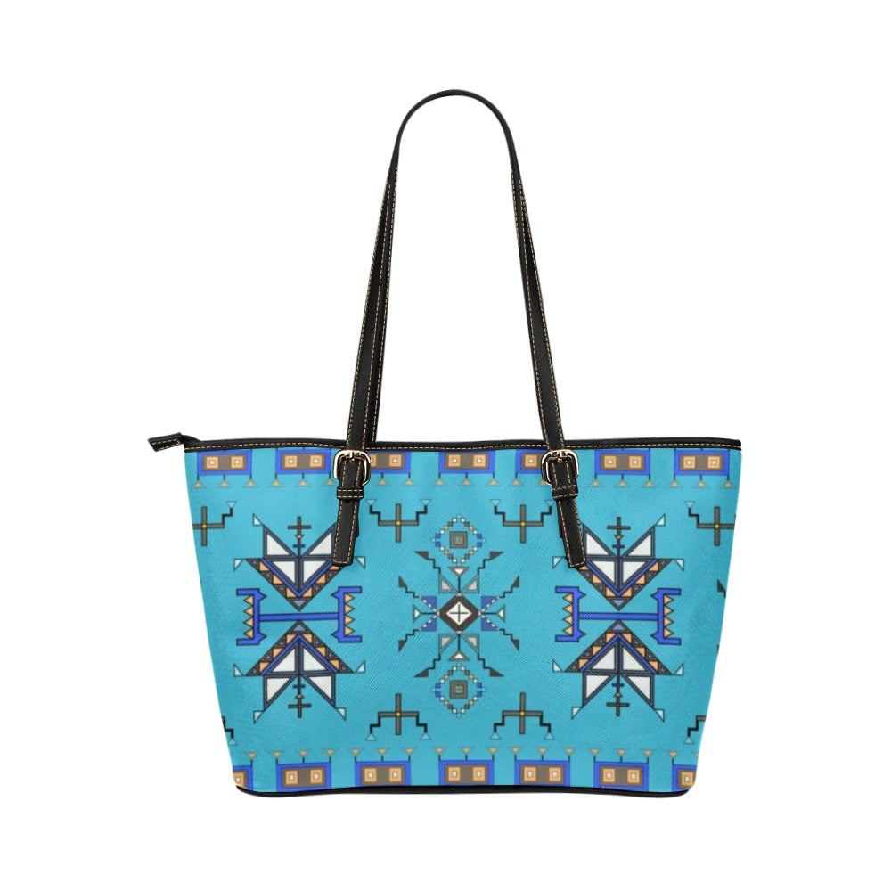 Eagle Strike Blue Leather Tote Bag/Large
