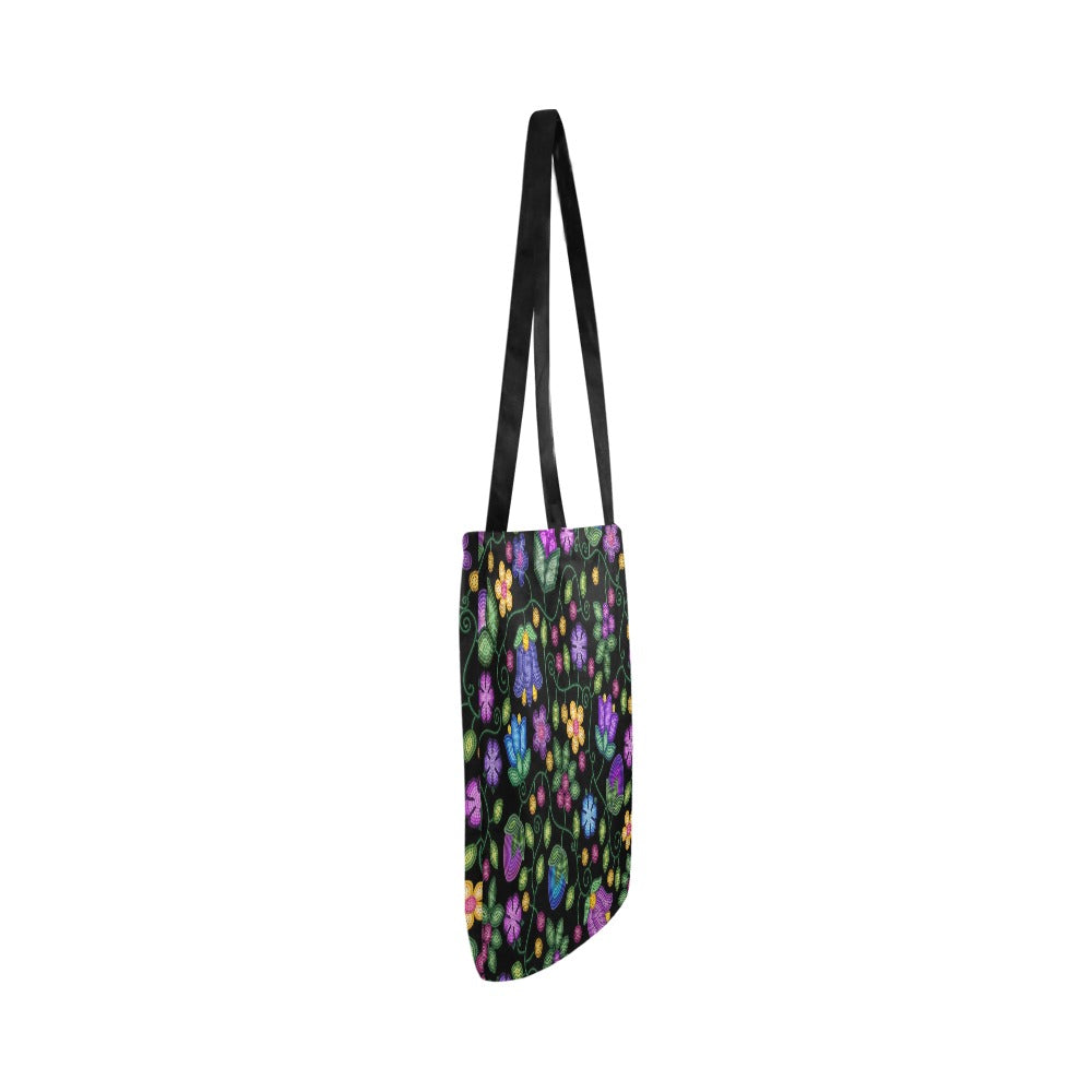 Bloom Uplift Black Reusable Shopping Bag (Two sides)