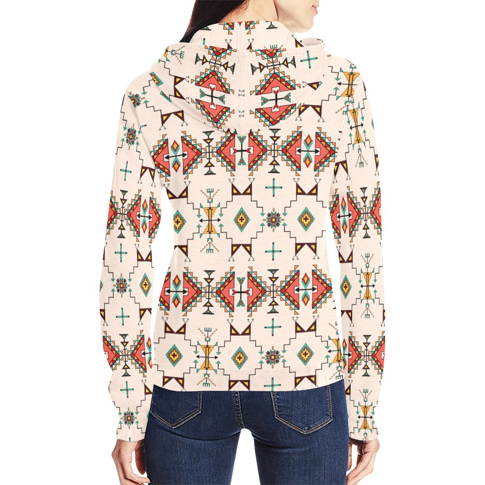 Thunder Flight Cream Full Zip Hoodie for Women