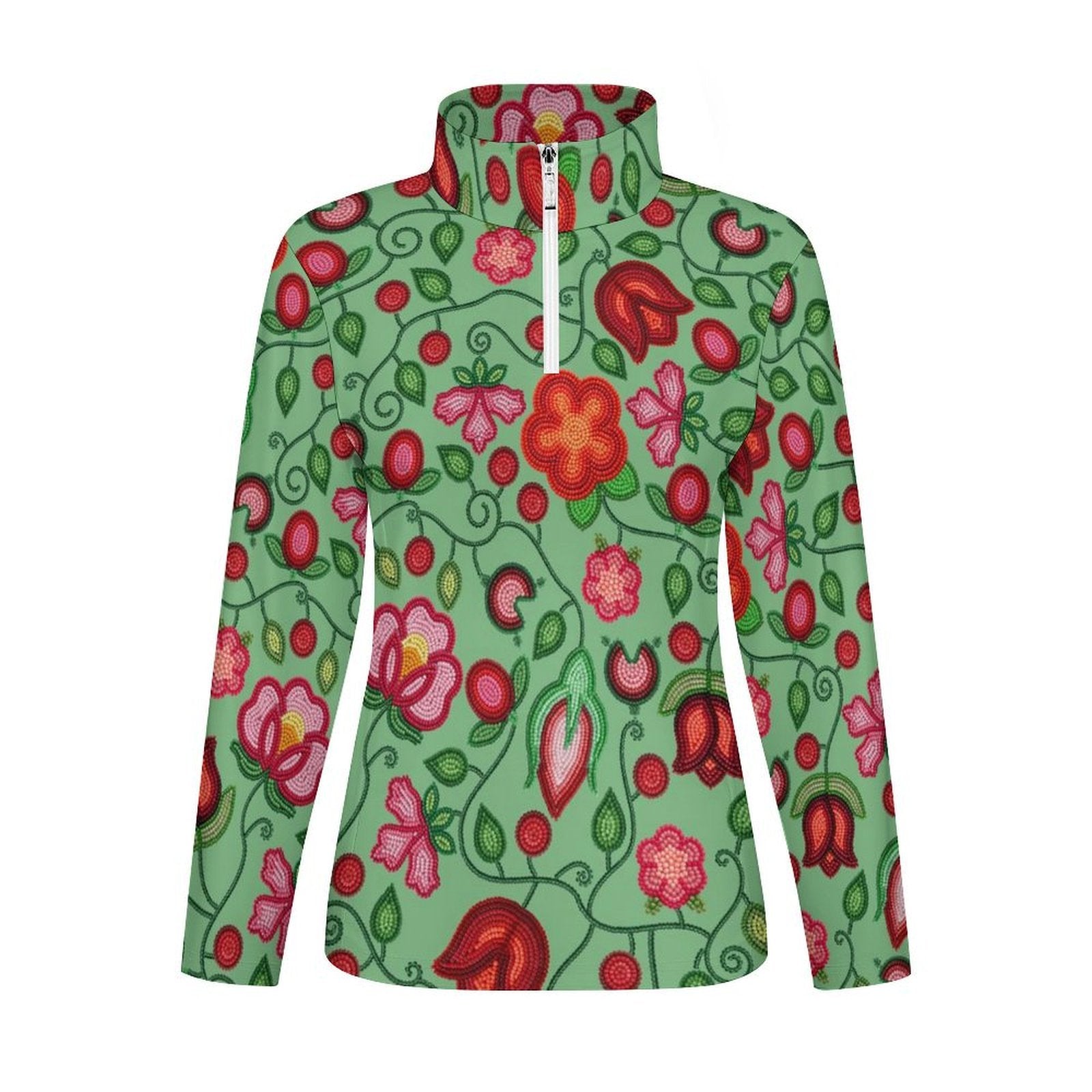 Rose Reverie Green Long Sleeve Yoga Shirt