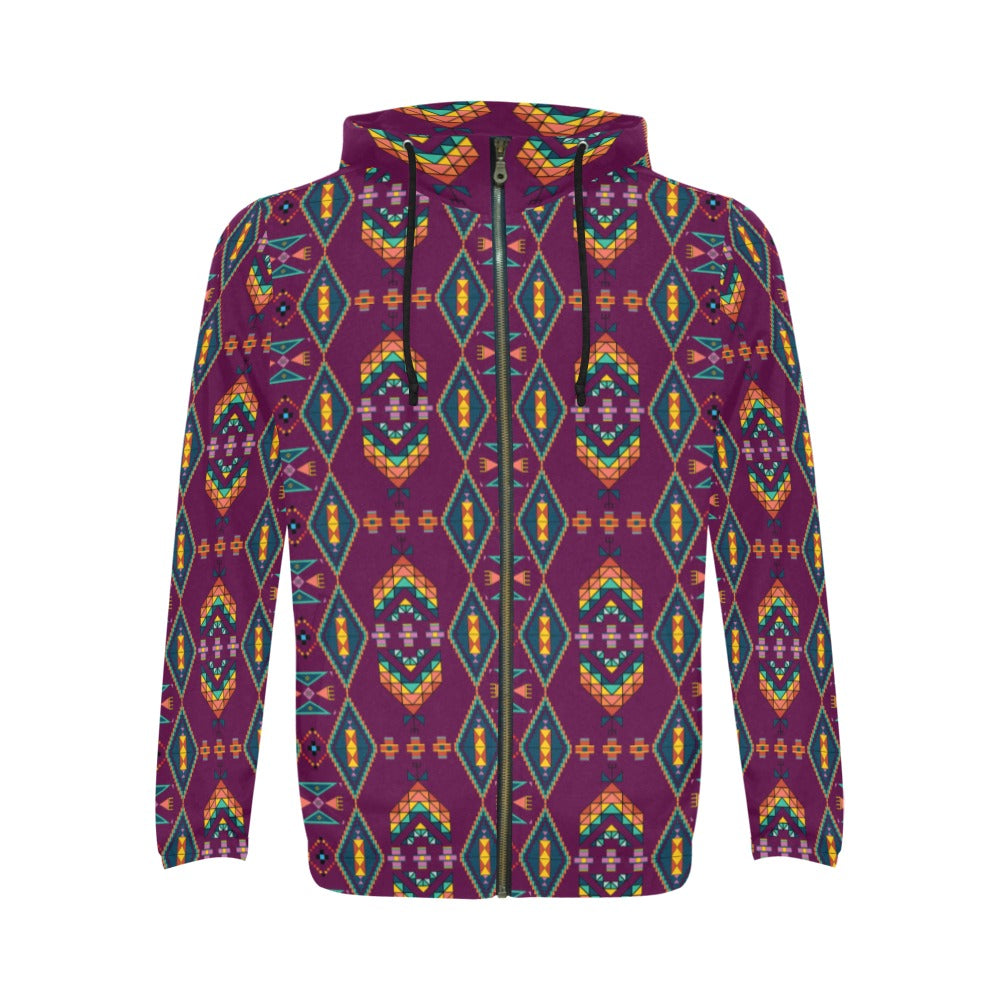Travois Tipi Berry Men's Zipper Hoodie