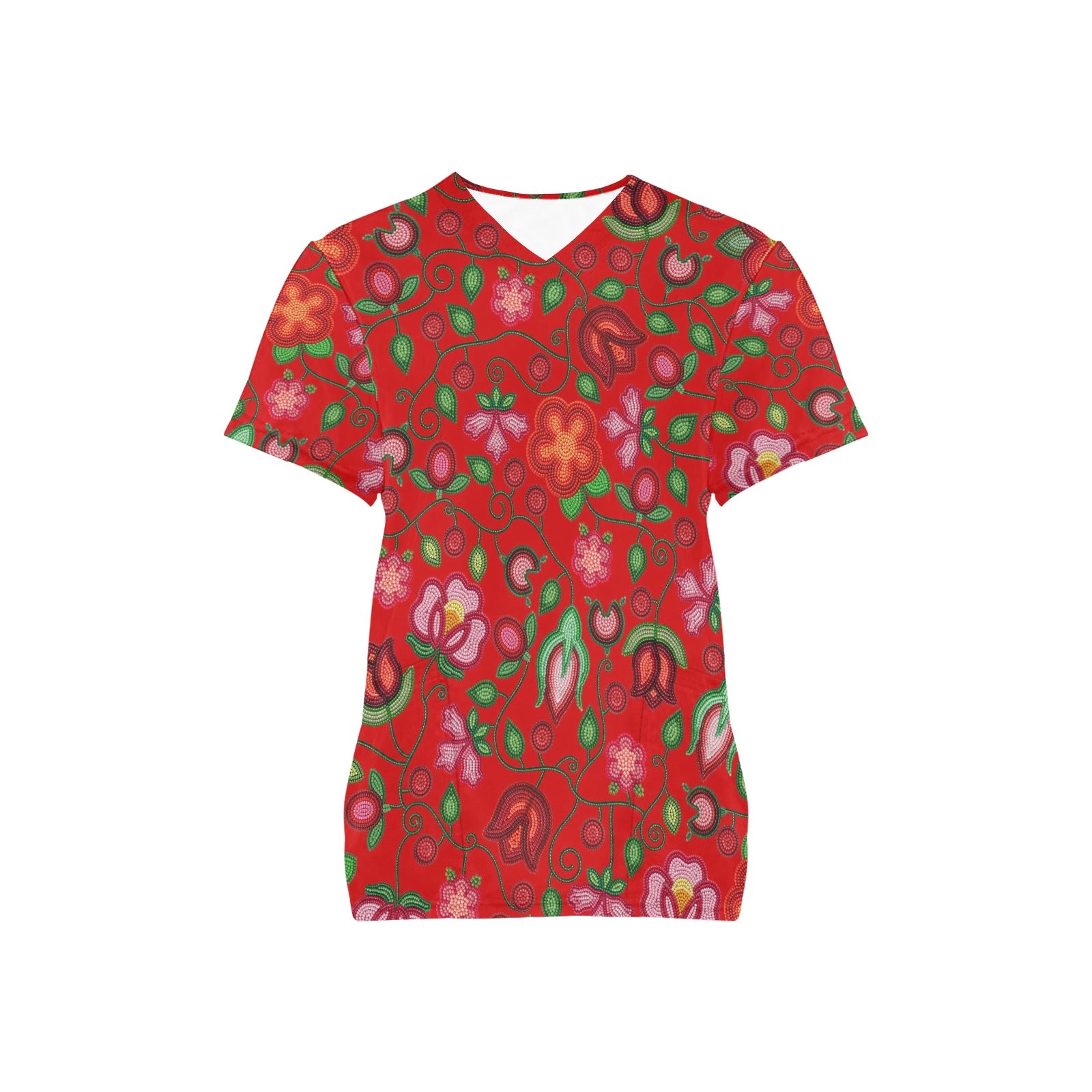 Rose Reverie Red Scrub Top