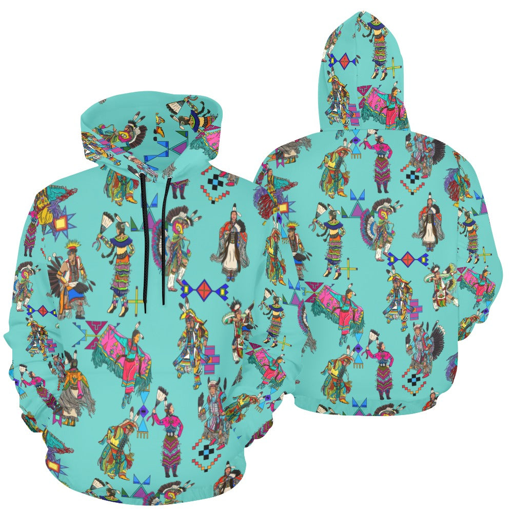 Grand Entry Dancers Eggshell Blue Hoodie for Women (USA Size)