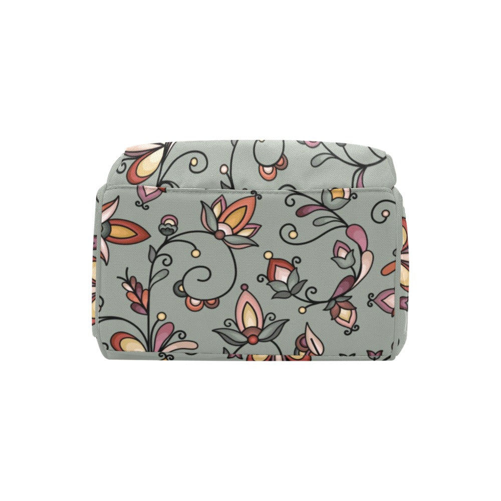 Burnt Sky Petals Green Multi-Function Diaper Backpack/Diaper Bag