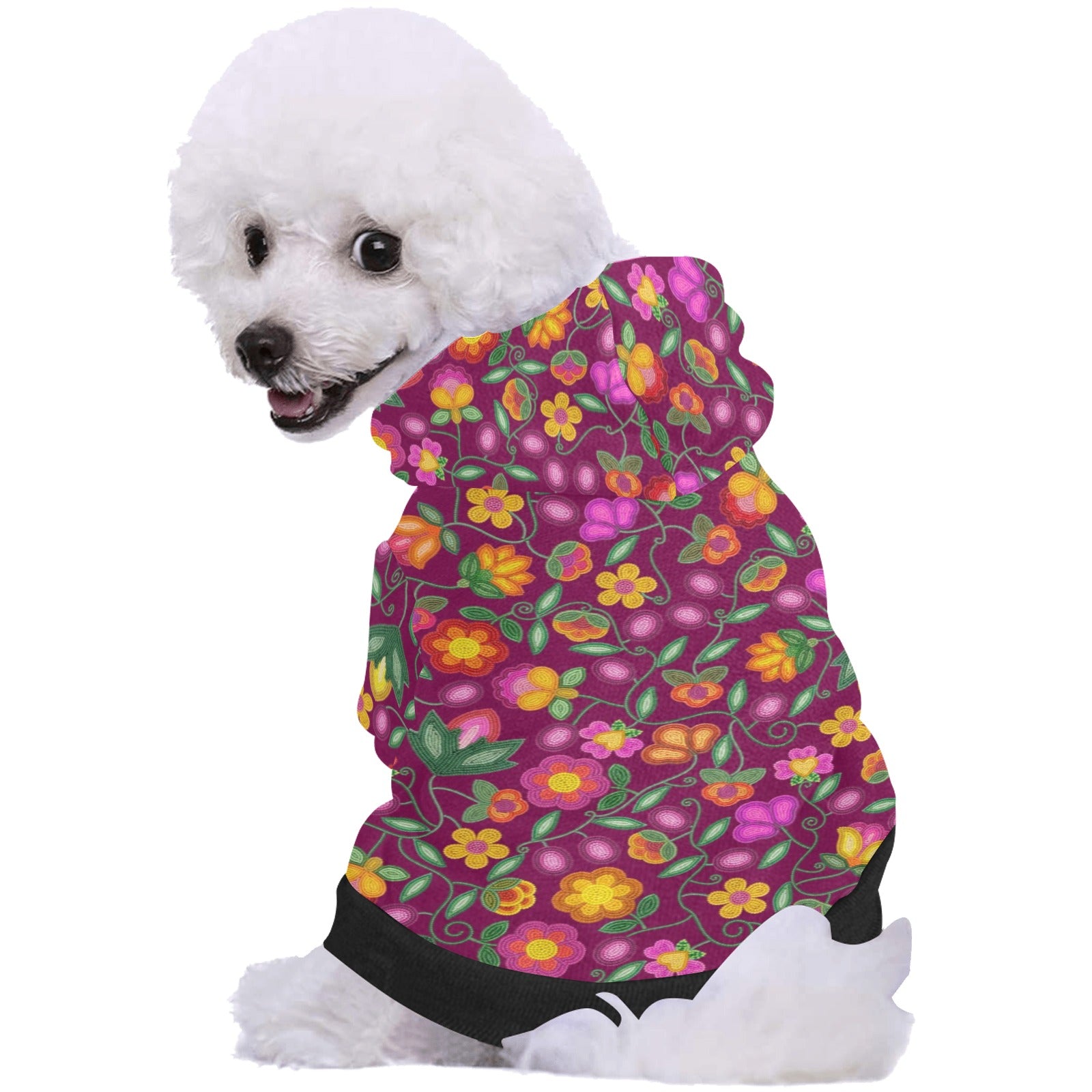 Boreal Bounty Dark Magenta Pet Dog Hoodie