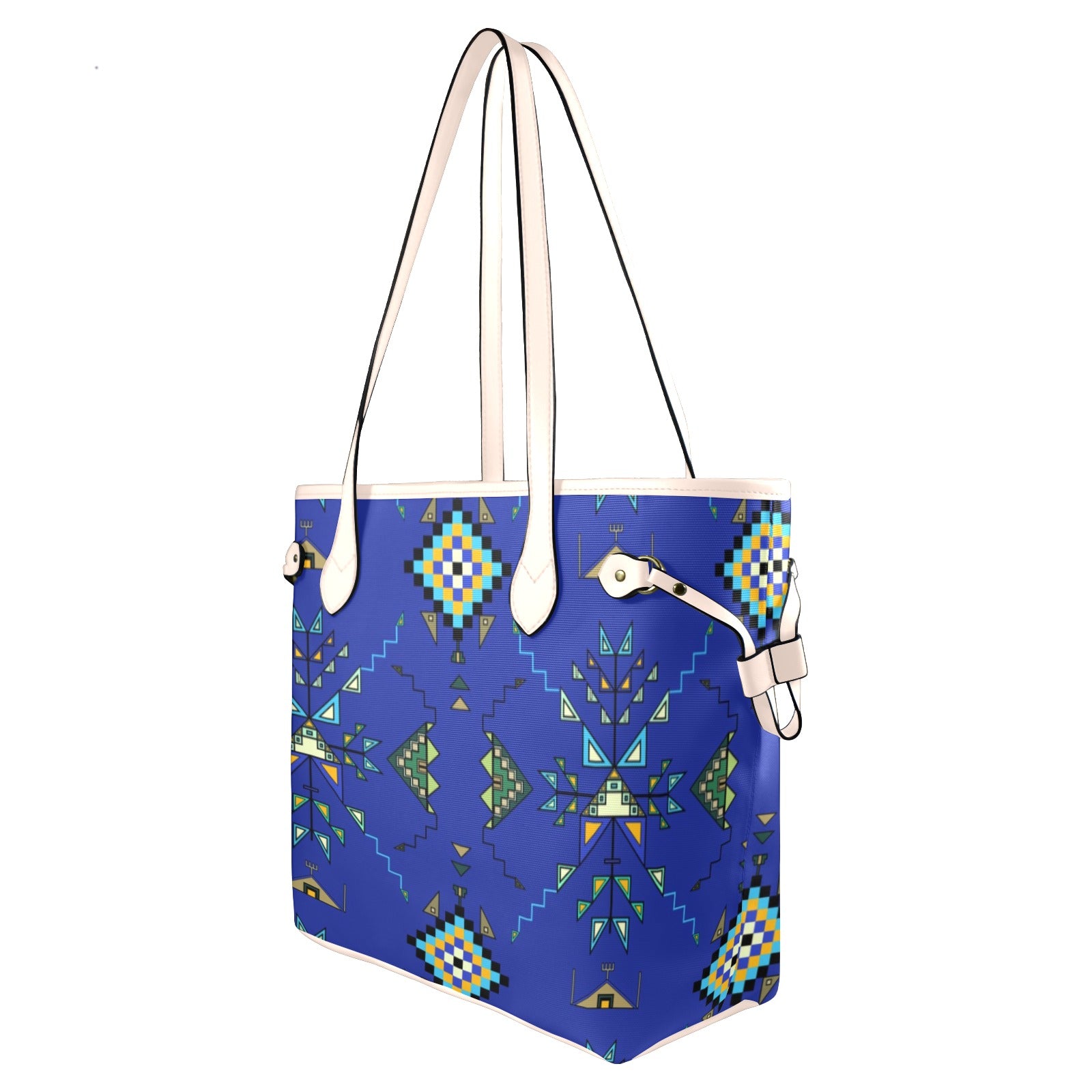 Bear Shield Dark Blue Clover Canvas Tote Bag