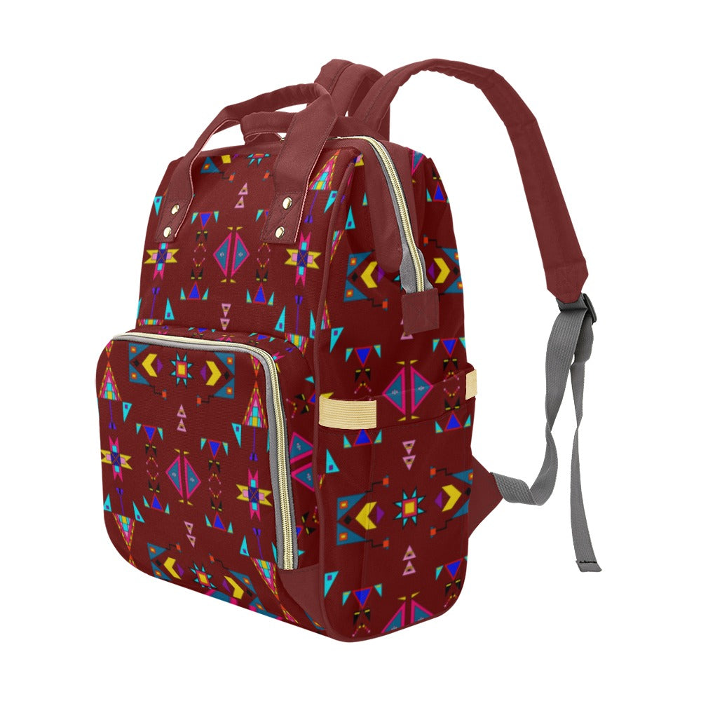 Enemy Territory Dark Maroon Multi-Function Diaper Backpack/Diaper Bag