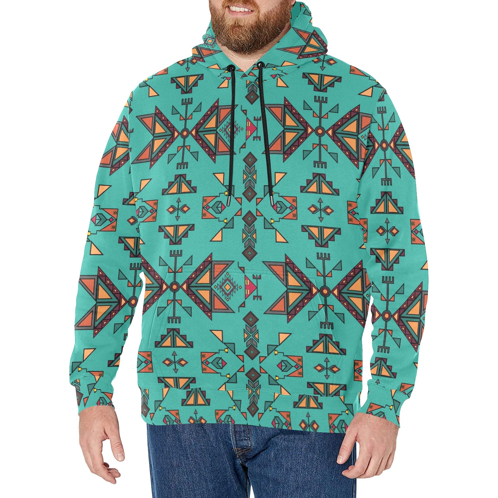 Arrow Dawn Turquoise Men's Long Sleeve Fleece Hoodie