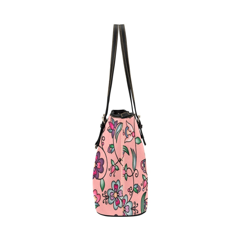 Amber Evening Garland Peach Leather Tote Bag/Large