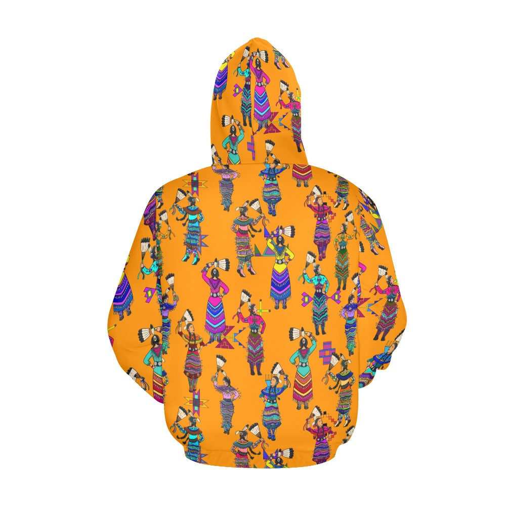 Women's Jingle Dancers Orange Hoodie for Men (USA Size)