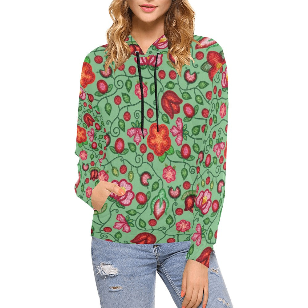Rose Reverie Green All Over Print Hoodie for Women (USA Size)