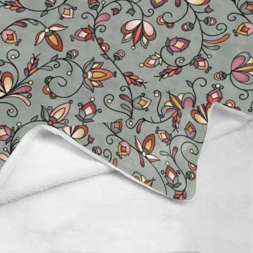 Burnt Sky Petals Green Ultra-Soft Micro Fleece Blanket 50"x60"