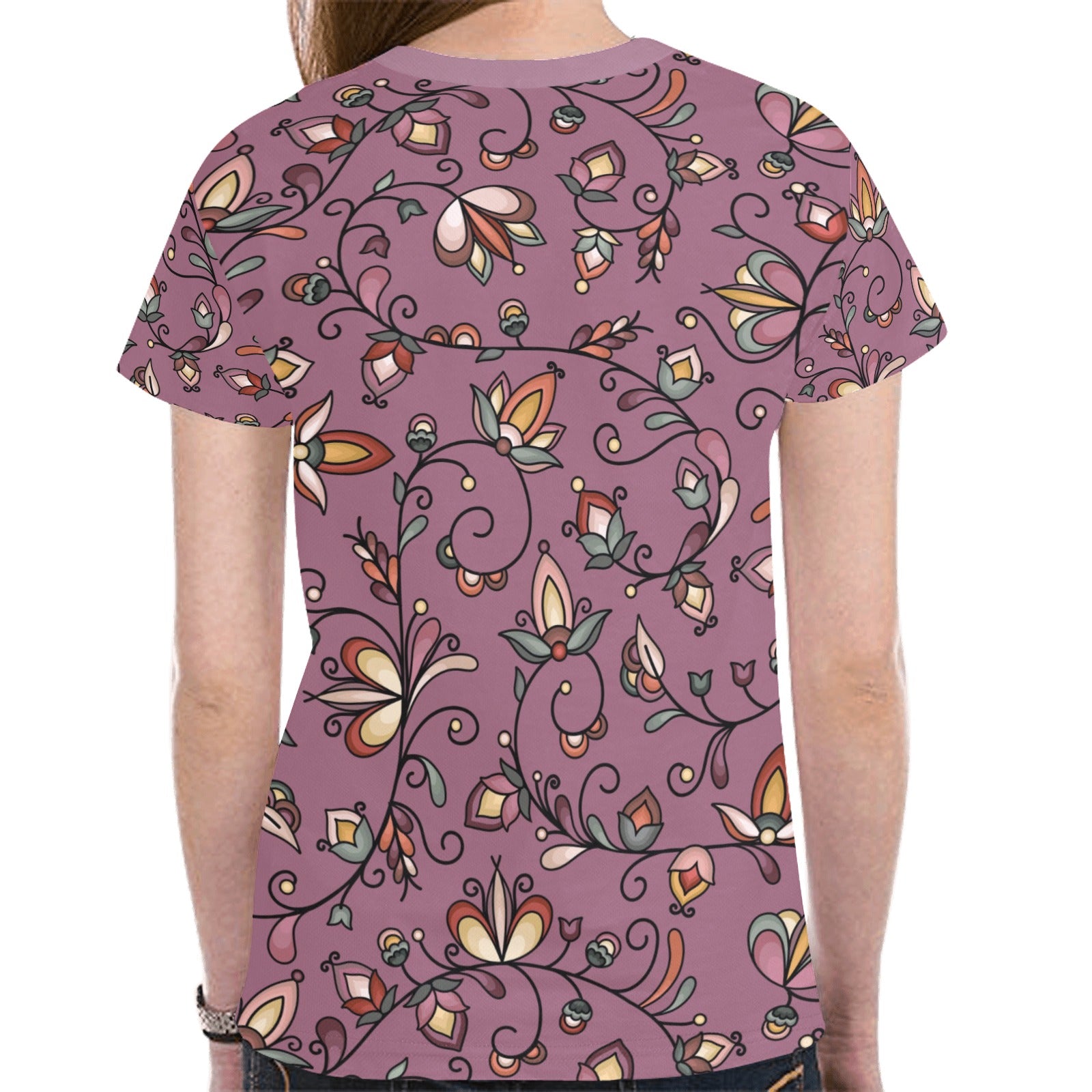 Burnt Sky Petals Magenta T-shirt for Women