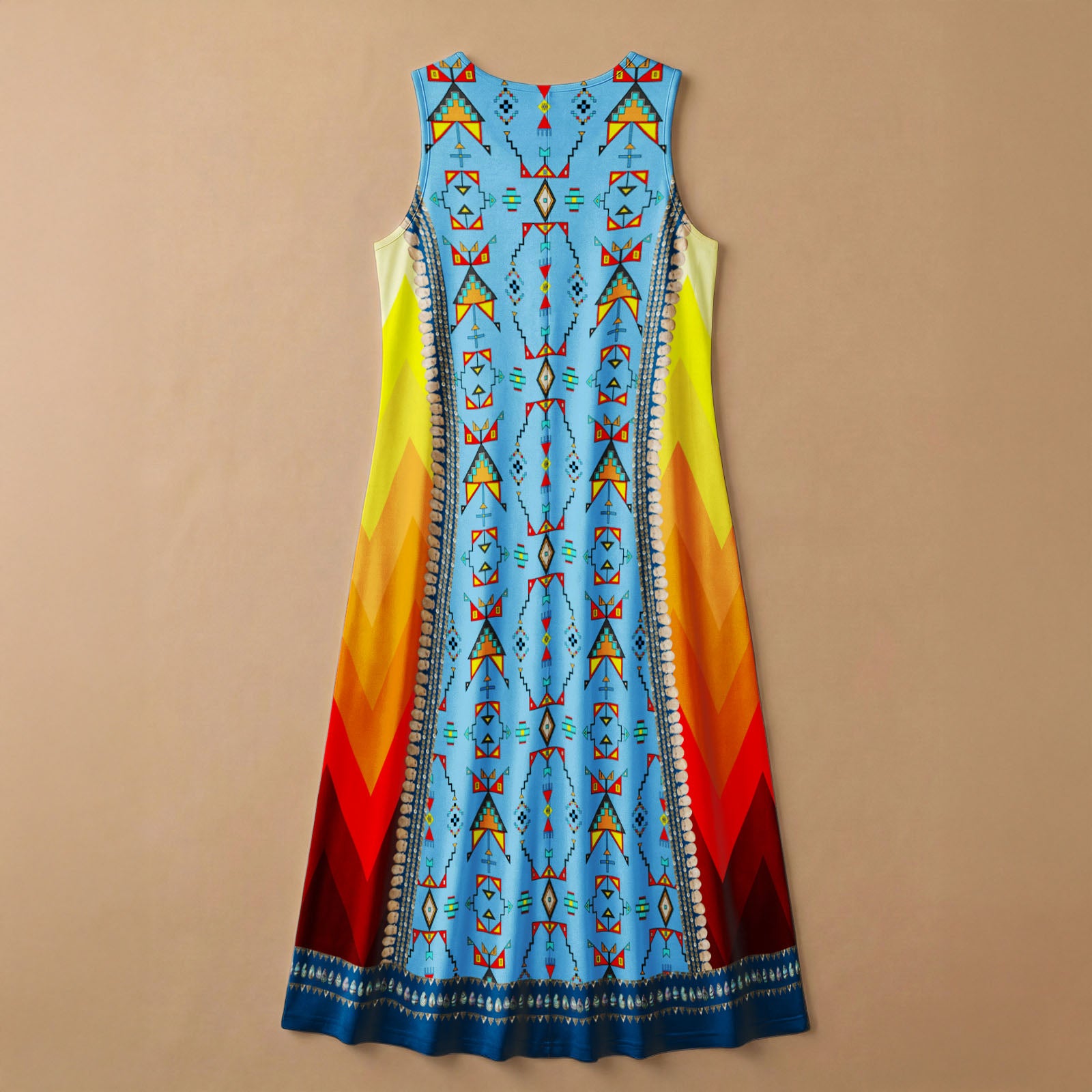 Sentinel of the Plains Turquoise 2 Women's Sleeveless Long Dress
