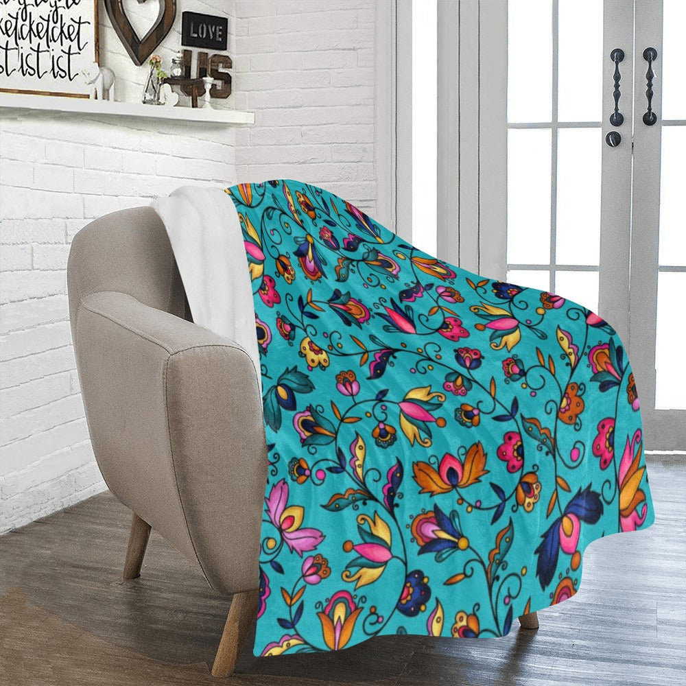 Copper Prairie Petals Turquoise Ultra-Soft Micro Fleece Blanket 50"x60"